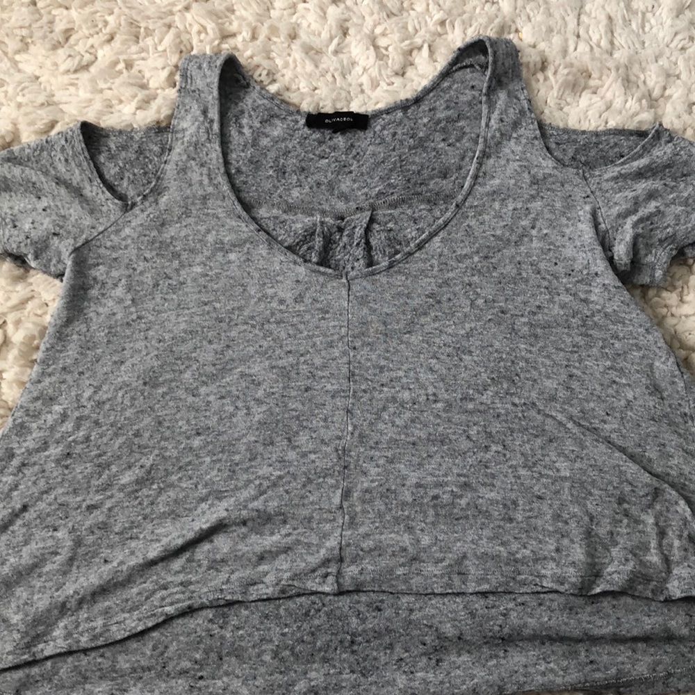 Grey cold shoulder top